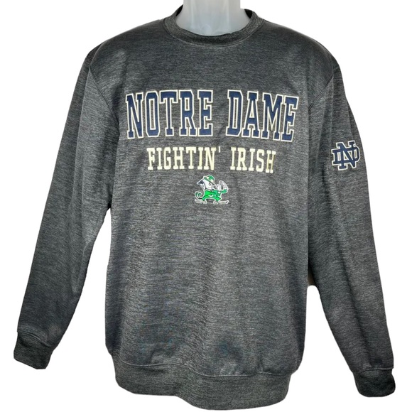 Nortre Dame Fightin Irish Stitched Gray Pullover Sweatshirt Crewneck Medium - Picture 1 of 5